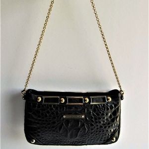 MICHELLE MONROE Croc Black Leather Clutch Purse